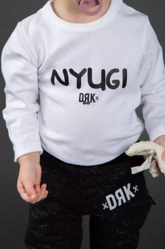 Dorko DRK "Nyugi" mintával nyomott hosszú ujjú baba body - fehér