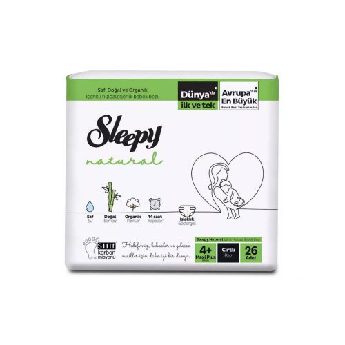 Sleepy Natural Ultra Sensitive Bambusz bugyipelenka Maxi+ 4+ (9-16kg) 26db