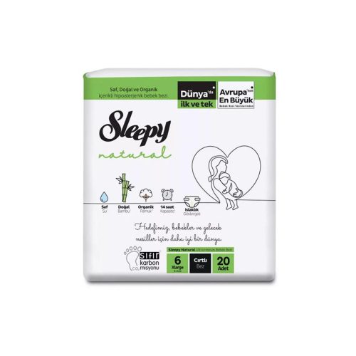 Sleepy Natural Ultra Sensitive Bambusz pelenka XL 6 (15-25kg) 20db