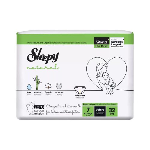 Sleepy Natural Ultra Sensitive Bambusz pelenka XXL 7 (20-30kg) 32db